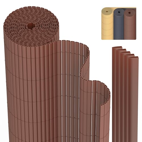 PVC Sichtschutzmatte Sichtschutzzaun 90 x 400 cm Privatsphäre Wetterfest für Garten, Balkon und Terrasse, Sichtschutz mit Strukturierte Oberfläche, Balkonumrandung mit Kabelbindern & Abdeckung von Zichaojia