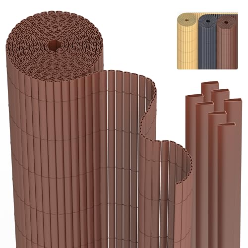 PVC Sichtschutzmatte Sichtschutzzaun 90 x 500 cm Privatsphäre Wetterfest für Garten, Balkon und Terrasse, Sichtschutz mit Strukturierte Oberfläche, Balkonumrandung mit Kabelbindern & Abdeckung von Zichaojia