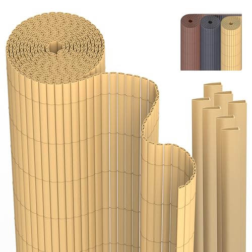PVC Sichtschutzmatte Sichtschutzzaun 90 x 500 cm Privatsphäre Wetterfest für Garten, Balkon und Terrasse, Sichtschutz mit Strukturierte Oberfläche, Balkonumrandung mit Kabelbindern & Abdeckung von Zichaojia