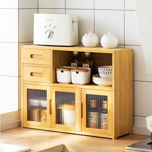 KüChenschrank Sideboard KüChenbuffet mit TüRen und Schubladen Buffetschrank KüChekommode Freistehender Schrank Buffetschrank Beistellschrank KüChenmöBel füR Flur KüChe Esszimmer long 62cm 2 drawers von Zickdom