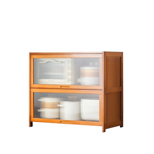 Küchen-Speisekammer-Buffet-Aufbewahrungsschrank, Sideboard-Schrank mit transparenter Acryltür, freistehender Schrank, Mikrowellenherd, Regal für Flur, Küche, Esszimmer, Holz-Sideboard-Organizer von Zickdom