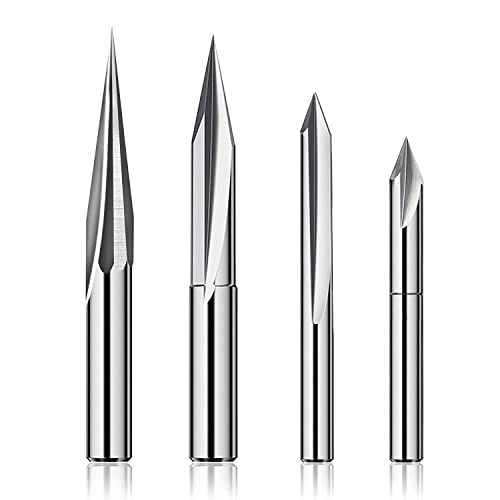 Zicojia CNC FräSer Set 1/4 Schaft, Gravur HolzschnitzfräSer 6 Mm und 4 Mm, V Nut, Profil Bit, Wolframstahl - 4 StüCk Zicojia CNC FräSer Set 1/4 Schaft, Gravur HolzschnitzfräSer 6 Mm und 4 Mm, V Nut, Profil Bit, Wolframstahl - 4 StüCk von Zicojia