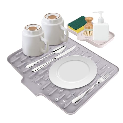 2 Stücke Auslaufsicherer Arbeitsplattenschutz aus Silikon, Abtropfmatte Geschirr Arbeitsplatte für die Küchenarbeitsplatte - Anti-Wasseransammlung, Weich, Hitzebeständig, Rutschfest 2 Stücke Auslaufsicherer Arbeitsplattenschutz aus Silikon, Abtropfmatte Geschirr Arbeitsplatte für die Küchenarbeitsplatte - Anti-Wasseransammlung, Weich, Hitzebeständig, Rutschfest von Zidoley