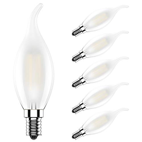 Ziefgn 5X E14 LED Filament Leuchtmittel Dimmbar 4W Glühfaden LED Kerzenlampe Warm weiß 2700K C35 Kerzenform Edison Birne 400LM Ersatz für 40W Glühlampen AC220V-240V Matt Glas von Ziefgn