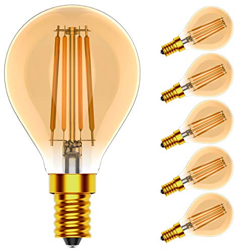 Ziefgn 5X E14 LED Filament Leuchtmittel G45 4W Dimmbar Edison Lampe Warmweiß 2700K Tropfenform Lampe 400LM Ersatz für 40W Glühlampen Amber Glas AC220V-240V von Ziefgn