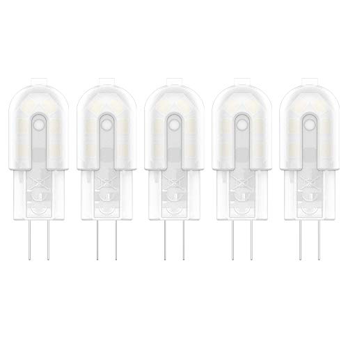 Ziefgn 5X G4 LED Leuchtmittel 2W Kaltweiß 6000K LED Lampen 12 SMD 2835LEDs Hohe Helligkeit 200LM LED Birnen Äquivalent zu 20W Halogen AC/DC12V,nicht dimmbar, kein Flackern von Ziefgn