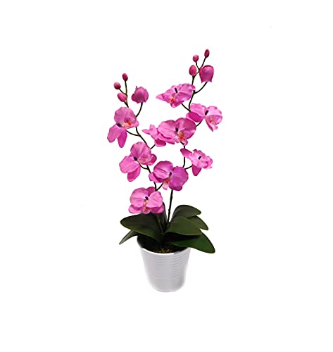 Orchidee Kunstpflanze Seidenblume 2 Rispen pink 50 cm 2060734 getopft F73 