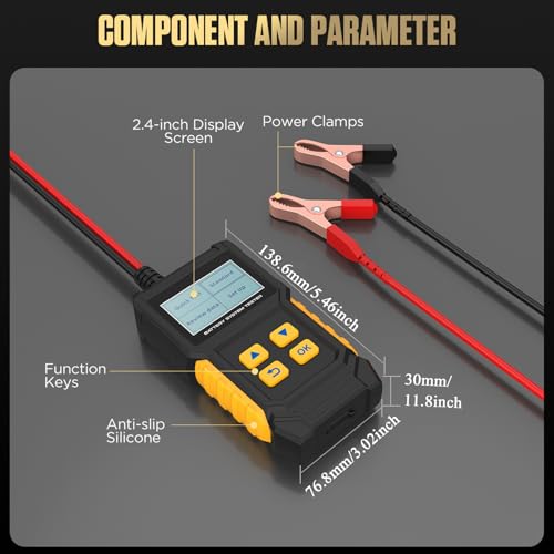 Auto -Batterie -Tester | 8 V/20V Batterry Testerr 20-2000cca mit Batteriebereich: 30-100 а Ladungstests | Digital Auto Battery Analyzer Lade -Kurring -System für Auto -LKW -Motorrad von Ziennhu