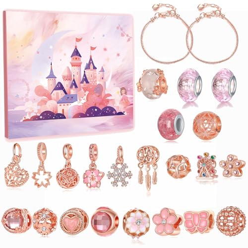 Charm Bracelet Advent Calender - Mädchen Armbänder Weihnachten Countdown -Kalender - Schmuckhersteller -Kit | 24 Tage Perlen -Set mit Chain | Ferienhandwerksgeschenk für Kinder Charm Bracelet Advent Calender - Mädchen Armbänder Weihnachten Countdown -Kalender - Schmuckhersteller -Kit | 24 Tage Perlen -Set mit Chain | Ferienhandwerksgeschenk für Kinder von Ziennhu