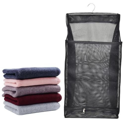 Faltbarer Wäschekorb | Netz-Wäschekorb | Pop-up-Waschkörbe | Faltbarer Aufbewahrungsbehälter für Kleidung | Tragbarer schmutziger Kleidung Organizer und Stofftragetasche l von Ziennhu
