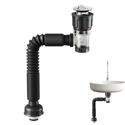 Geruchshemmendes Abflussrohr – Verstellbarer Abflussschlauch – Abflussrohrs Verstellbare Geruchshemmend | Flexibel PVC Rohr Für Küche Bad Waschbecken Rohrsystem 40-60 Cm von Ziennhu