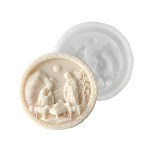 Krippe Szene Form | Krippe Harzgussgussformen | Engelsflügelform Jesus Formen | 3D Round Easy Release Silicon Craft Weihnachtsform für Harz Fondant Gips Gips Seifenschokoladenhandwerk Krippe Szene Form | Krippe Harzgussgussformen | Engelsflügelform Jesus Formen | 3D Round Easy Release Silicon Craft Weihnachtsform für Harz Fondant Gips Gips Seifenschokoladenhandwerk von Ziennhu
