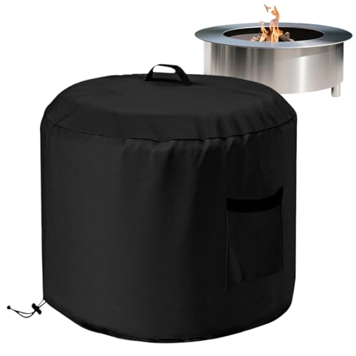 Runde Feuerstelle Abdeckhaube,Wasserdichte runde Feuerstellenschutzabdeckung - Windfeste Wetterfeste Abdeckung Für Feuerkochen Grillen Barbecue von Ziennhu