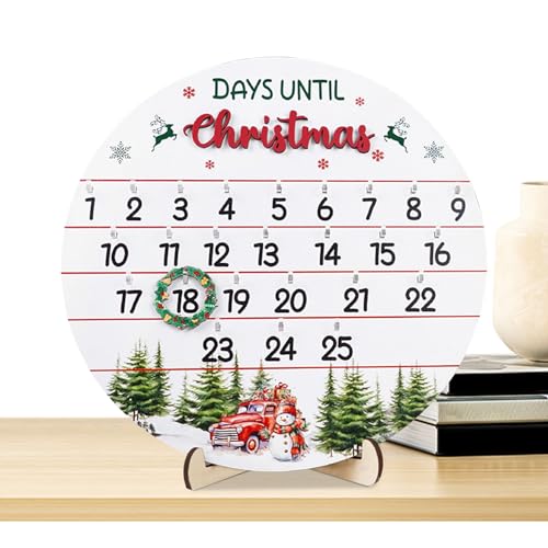Weihnachtscountdown | 25 Tage Countdown Christbaumschmuck - Holz-Dekoration, Türschild-Kalender Für Innen- und Außenbereich Festtagsdekoration Kamin Wohnzimmer Wand von Ziennhu