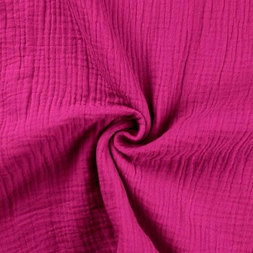 Bio Gauze, Musselin - kräftiges Pink- unifarben als Meterware zum Nähen, 50 cm von Zierstoff einfach nähen