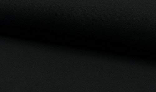 Bündchenware in 45 Farben, rundgestrickte Strickbündchen als Meterware, unifarben 1 Meter, Schwarz von Zierstoff einfach nähen