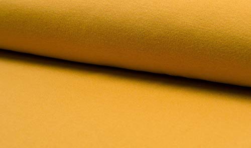 Bündchenware in 45 Farben, rundgestrickte Strickbündchen als Meterware, unifarben 1 Meter, Senf von Zierstoff einfach nähen