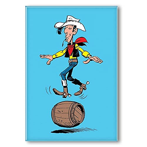 ZigZag Editions Decorative Magnet Lucky Luke, Balancing in a Barrel (55x79mm) von ZigZag Editions