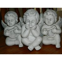 3 Cherubs Statues~3 Angel Figurines~3 Sitting Angels ~ Uniquely Hand Crafted Great Addition To Any Room Decor A Nice Wedding Present von ZiggyzAttic