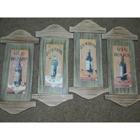 4 Vintage Wooden Bar Zeichen. Likör Oder Cocktail Wandhangings Plaques von ZiggyzAttic
