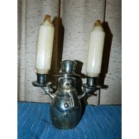 Vintage Silber Platte Schneemann Kerzenhalter. Schöne Und Schwere W/Zwei Kerzenhalter Stick von ZiggyzAttic