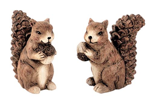 2 Stück Eichhörnchen Figuren mit Nuss H 11-12 cm Dekofigur Garten Herbst von Zigzagmars