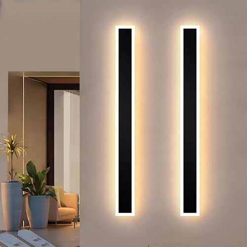 2 Stück 60CM Moderne Wandleuchte Aussen, 3000K-6000K 10%-100% Dimmbar Lange Wandleuchte Außen,IP65 Wasserdichte Wandlampe mit Fernbedienung für Eingangsbereich,Flur,Garage,Terrasse,Treppenhaus,Garten von Zihoi