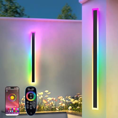 RGB Lange Wandleuchte LED Wandleuchte Außen, 2 Stück RGB/Warmes/Weiß Dimmbare Moderne Wandbeleuchtung, Ip65 Wasserdichte mit Fernbedienung und APP Steuerung für Außen/Innen, Gärten, Villa (180.0cm) RGB Lange Wandleuchte LED Wandleuchte Außen, 2 Stück RGB/Warmes/Weiß Dimmbare Moderne Wandbeleuchtung, Ip65 Wasserdichte mit Fernbedienung und APP Steuerung für Außen/Innen, Gärten, Villa (180.0cm) von Zihoi
