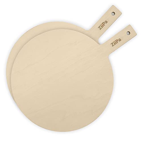ZiiPa - 2er Set Pizzabretter rund aus Holz Pizzabretter Pizzabretter von ZiiPa