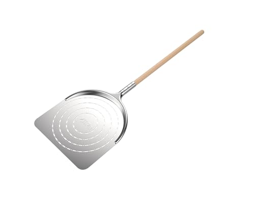 ZiiPa Aquila Pizzaschaufel, perforiert, Edelstahl, ergonomischer Holzgriff, 91 cm lang, 91 cm, rückstandslos, Mehl, Pizza-Utensil, Pizzaofen, Holz und Gas von ZiiPa