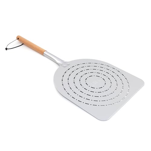 ZiiPa • Pizzaschaufel perforiert EVA • Leicht eloxiertes Aluminium • Ergonomischer Griff aus Buchenholz • Antihaftbeschichtung • abgeschrägter Rand • 65 x 30,5 cm von ZiiPa