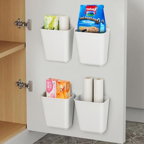 Zikenis 4 Stück Selbstklebende wandmontierte Aufbewahrungsbox,Badezimmer Organizer,Küchenschranktür-Aufbewahrungsbox,für Schrank,Badezimmer,Kühlschrank Kleine Gegenstände Organizer von Zikenis