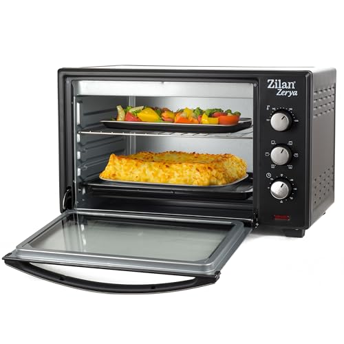 Mini Backofen 45 Liter mit Konvektion | 2000 Watt | Kleiner Ofen | Pizzaofen | Inkl. Backblech und Grillrost | Minibackofen | Kleiner Backofen | Miniofen | von Zilan