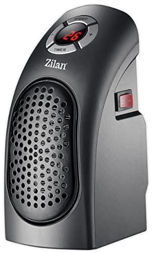 Mini Heizlüfter | 12h Timer | Digitale LCD-Anzeige | 400 Watt | Mini Elektroheizung | Mobiler Heizlüfter | Keramikheizelement | Cool-Touch Gehäuse | Keramik Heizlüfter | Heizstrahler Schwarz von Zilan