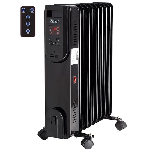 Öl Radiator 9 Rippen | 12h Timer | 2000 Watt | 3 Stufen | Energiesparend | Radiator Heizung | Ölradiator | Heizgerät | Paneelheizkörper | Elektroheizung | Heizkörper | Mini Heizung | LCD Display von Zilan