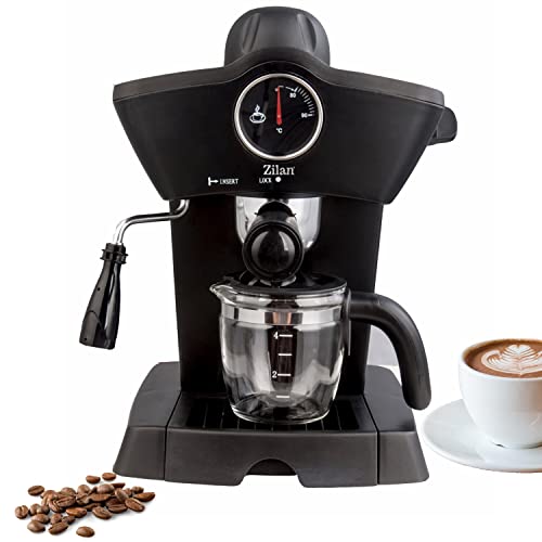 Zilan Espressomaschine mit Milchaufschäumer | Siebträgermaschine | Cappuccinomaschine | Siebträger Kaffeemaschine | 3,5 bar | Espresso Maschine | Cappuccino Maschine | Kaffee Maschine von Zilan