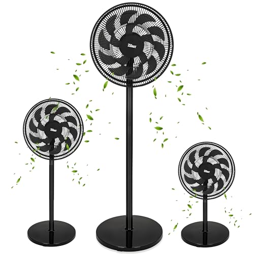 Zilan Standventilator sehr leise kraftvoller Ventilator mit 15 Flügel für maximale Effizienz - energiesparend hoher Luftdurchsatz 90° Oszillationsfunktion höhenverstellbar Bodenventilator Luftkühler von Zilan