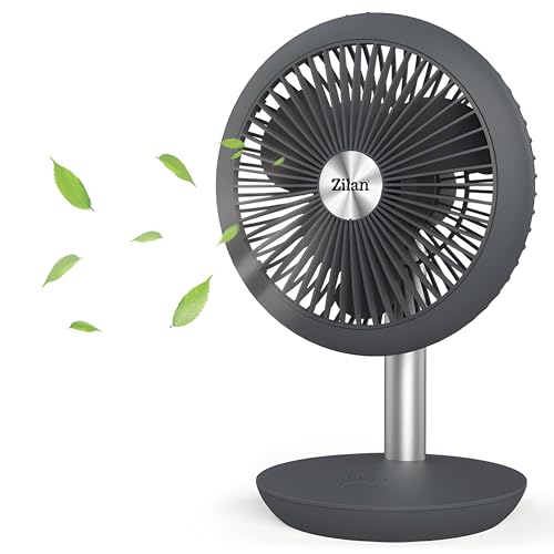 Zilan Tischventilator sehr leise | Kabellos | 4000 mAh Akku | Ventilator | 90° neigbar | Schreibtischventilator | Windmaschine | Luftkühler | Energiesparend | 4 Stufen | 15 h kabelloser Betrieb von Zilan