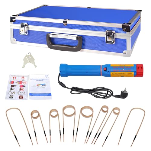 1100W Magnetische Induktionsheizgerät, Flameless Induction Heater, Induktions Heizset mit 8 Induktionsspulen, Maximale Heiztemperatur 800°C, Zum Entfernen Von Rostigen Bolzen und Muttern, Blau 1100W Magnetische Induktionsheizgerät, Flameless Induction Heater, Induktions Heizset mit 8 Induktionsspulen, Maximale Heiztemperatur 800°C, Zum Entfernen Von Rostigen Bolzen und Muttern, Blau von Zilchx