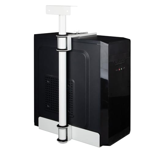 PC Halterung Unter Schreibtisch, Computer Aufhängung Halter für Untertisch, Vollständiges Stahlmaterial, bis zu 35 kg, 360° Drehbar, Höhe Verstellbar 50-530 mm für den meisten Hosts (Weiß 360°) von Zilchx
