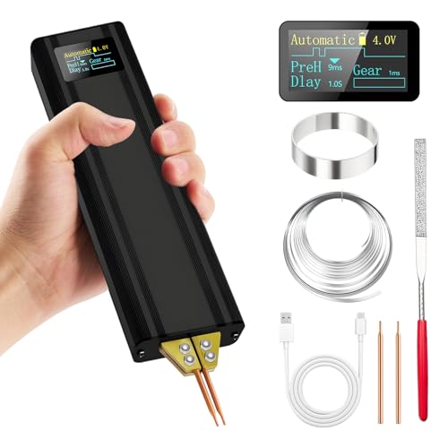 Zilchx Akku Punktschweißgerät, Handheld Schweißgerät mit automatischen und manuellen Modi, tragbares Punktschweißgerät mit LED-Anzeige und 80 einstellbaren Geschwindigkeiten, für DIY-Akkupacks von Zilchx