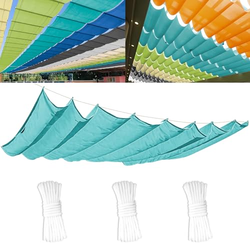 Einziehbares Welle Sonnenschutz0.7x3.5(BxL), Verstellbar Welle Schattenabdeckung Mit ösen UV-Schutz 95%, Aufrollbar Segeltuch Markise Wasserdicht für Outdoor Pergola Garten Balkon - Türkis von Ziligengsheng