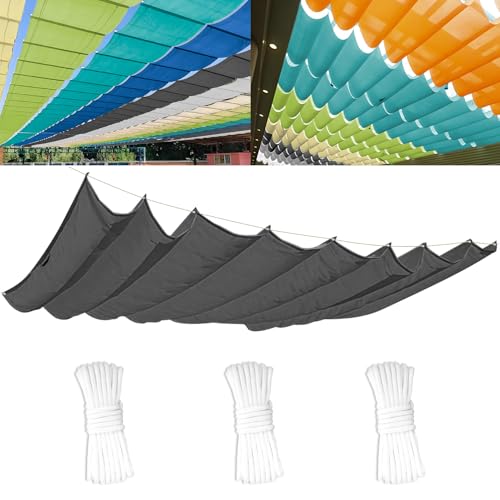 Einziehbares Welle Sonnenschutz4x8(BxL), Verstellbar Welle Schattenabdeckung Mit ösen UV-Schutz 95%, Aufrollbar Segeltuch Markise Wasserdicht für Outdoor Pergola Garten Balkon - Dunkelgrau von Ziligengsheng