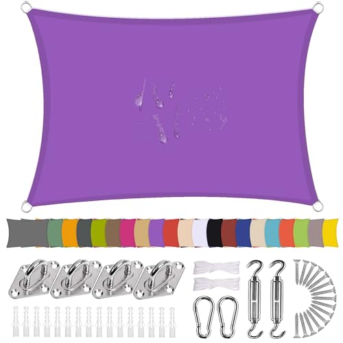 Sonnensegel Rechteck 3 x 3.5m Wasserdicht Sonnenschutz Balkon Terrasse mit Montagezubehör PES Polyester 98% UV-Schutz Reißfest Wetterfest für Garten Outdoor,Violett Sonnensegel Rechteck 3 x 3.5m Wasserdicht Sonnenschutz Balkon Terrasse mit Montagezubehör PES Polyester 98% UV-Schutz Reißfest Wetterfest für Garten Outdoor,Violett von Ziligengsheng