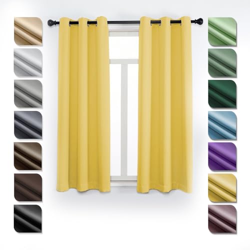 Ziligengsheng Abdunkelnde Vorhänge mit ösen 1er Set160×107cm(HXB), Thermo Vorhänge Gegen Hitze, LäRmschutzvorhang, Blickdicht Vorhänge, Vorhänge Schlafzimmer, für Schlafzimmer Wohnzimmer Gelb von Ziligengsheng