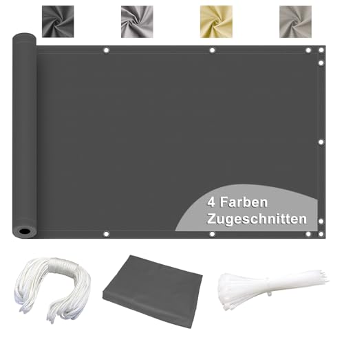 Ziligengsheng Balkon Sichtschutz Ohne Bohren, (700 Größen 7 Farben) Blickdichte Balkonverkleidung Balkonabdeckung Wetterfest UV-Schutz 100% Schutz der Privatsphäre Anthrazit - 80x750cm von Ziligengsheng