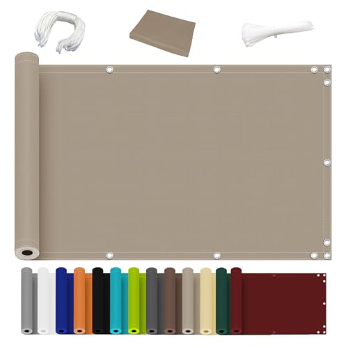 Ziligengsheng Balkon Sichtschutz Ohne Bohren, (700 Größen 7 Farben) Blickdichte Balkonverkleidung Balkonabdeckung Wetterfest UV-Schutz 100% Schutz der Privatsphäre für Balkon Garten Taupe 100x500cm von Ziligengsheng