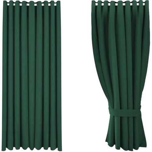 Ziligengsheng Gardinen, Thermovorhang Kälteschutz, Schiebevorhang Blickdicht, Vorhang ösen, Vorhänge Grau Wohnzimmer, 260×200cm(hXb),Dunkelgrün,1 Stück von Ziligengsheng