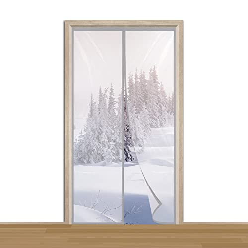 Ziligengsheng Magnet transparent Wärmeschutzvorhang für Türen 110x205cm Thermo Türvorhang grau Isolier Schutz Vorhang, Kälteschutz und Wärmeschutz im Winter, Kinderleichte Klebemontage Ohne Bohren von Ziligengsheng