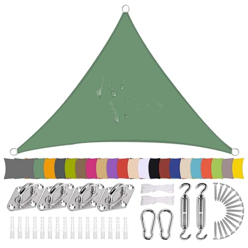 Sonnensegel Dreieck 4 x 4 x 5.7m Wasserdicht Sonnenschutz Balkon Terrasse mit Montagezubehör PES Polyester 98% UV-Schutz Reißfest Wetterfest für Garten Outdoor,Dunkelgrün Sonnensegel Dreieck 4 x 4 x 5.7m Wasserdicht Sonnenschutz Balkon Terrasse mit Montagezubehör PES Polyester 98% UV-Schutz Reißfest Wetterfest für Garten Outdoor,Dunkelgrün von Ziligengsheng